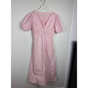 Coco Shop Antigua Pink Floral Midi Dress S